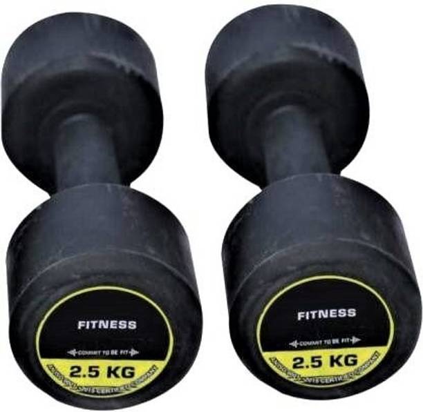 LCARNO Pair of 2.5Kg (2.5Kg X 2) Rubber Fixed Weight Dumbbell