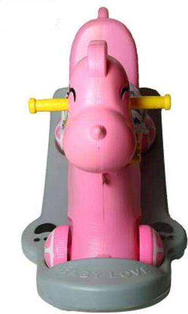 Smiley Bell Home Musical 2 In 1 Horse Rocker Cum Rider-kids Ride On Push Car / Push Ride-On Toy Toddler Baby Toys For Kids 1-4 Years Birthday Gift For Kids/boys/girls/ Rider Cum Rocker (Pink) Car Non Battery Operated Ride On (Pink) Car Non Battery Operated Ride On
