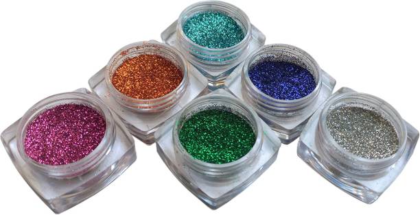 VIZO Eyeshadow Glitter Powder Loose 6 Pcs Set Multicolor 6 g