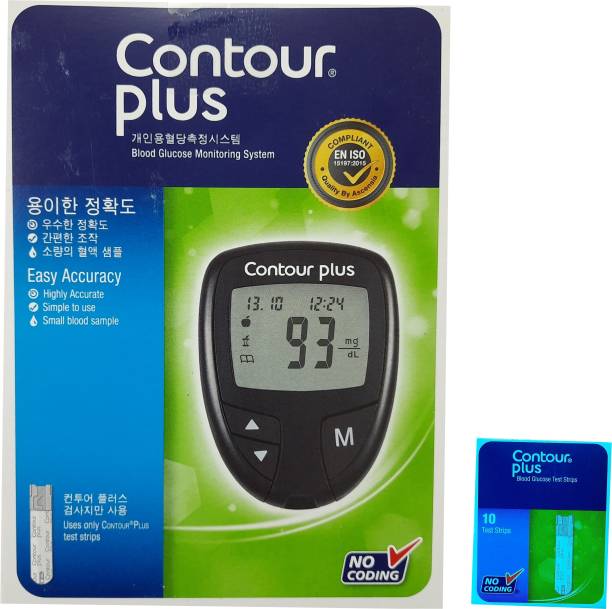 CONTOUR PLUS Glucometer with free 10 strips ( STRIPS MADE IN JAPAN ) EN ISO 15197:2015 COMPLIANT Glucometer