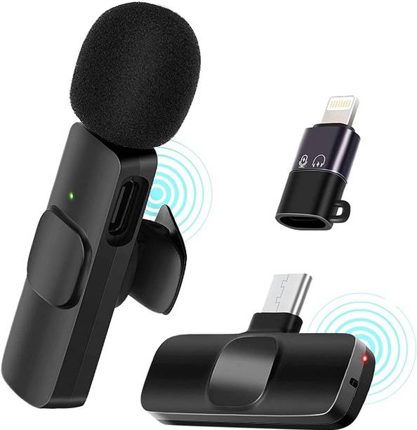Explorer ™ Latest New Technology iPhone And Type C Supported K8 Wireless Microphone Lapel Mic System for YouTube Facebook Live Stream TikTok Video Recording Vlog Plug & Play Lavalier Noise Reduction No APP & Bluetooth Needed Collar Mic