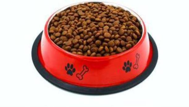 FOURESTA Dog Bowl 700 ml Round with Paw Bone Printed Food Water Feeding Bowl for Dogs Round Stainless Steel Pet Bowl