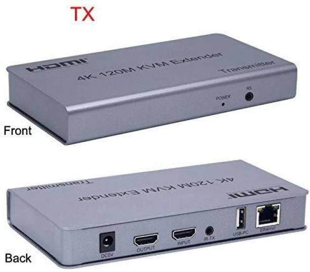 RuhZa 4K 120M HDMI KVM Extender Transmitter Receiver Over Cat5/5e/Cat6 RJ45 Ethernet 0 cm KVM Console