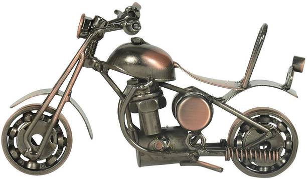JAMBOREE Cast Iron Mini Bike Vintage Bike Vehicle Model for Toy Gifts Showcase Display Home Desktop Decor Heavy- Brown, Small Decorative Showpiece - 8 cm