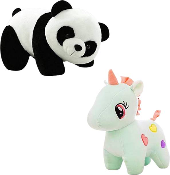 Toyhaven Adorable combo of 2 soft toys / PANDA & UNICORN / special stuffed toys for gifting and decoration/ Christmas and Valentines special  - 25 cm