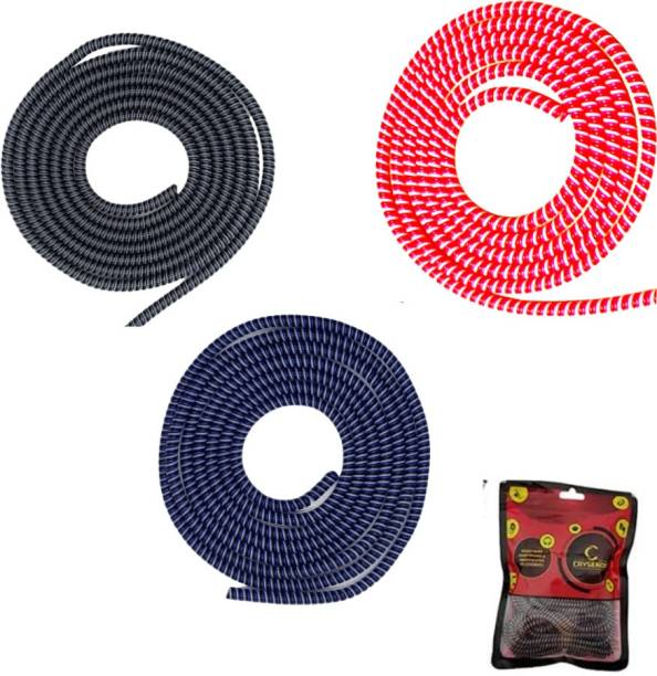 Crysendo Spiral Triple Color Cord 1.5 meter Each 3 Pcs Cable Protector