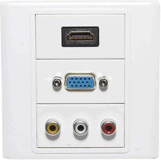 RuhZa Hdmi/Vga / 3Rc Multimedia Modular Wall Socket Face Plate Socket Plug Jack Cable Or Adapter For Home Office For Charging Adapter HDMI Connector