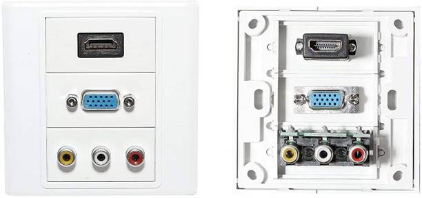 RyzCare Hdmi/Vga / 3Rc Multimedia Modular Wall Socket Face Plate Socket Plug Jack Cable Gaming Adapter