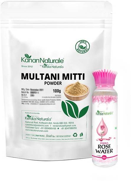 केरला नैचुरल्स Multani mitti powder100+Rose water 100ml combo