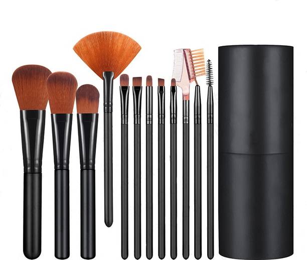 Bingeable Professional Premium Brushes set of 12 with Barrel Storage box BLACK/Multicolor