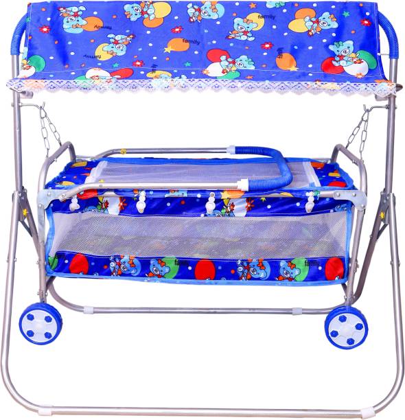 S.S Steelo Art -Baby Cradle Stroller Blue Bassinet For Baby Boys & Girls (Blue)
