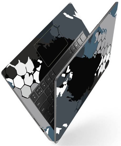 Techfit Full Body Laptop Skin Fits Size Upto 15.6 Inches - Black Grey Honeycomb Art Premium Stretched Vinyl Laptop Decal 15.6