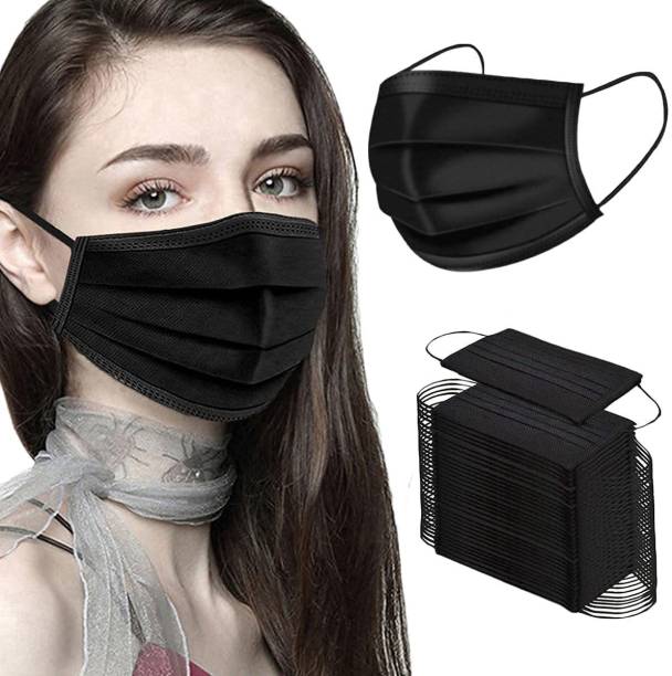 KGKR G1_womenblackmask_50pcs Surgical Mask With Melt Blown Fabric Layer
