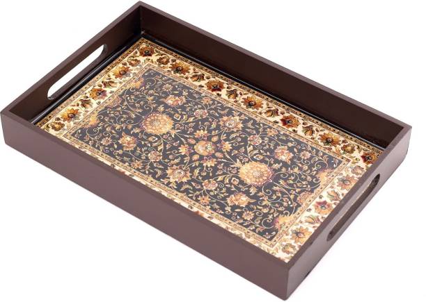 DULI Enamel Painted Multipurpose Serving Tray for Home & Kitchen (Jamawaar 12x8 inch) Tray