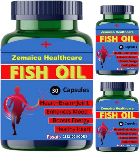 Zemaica Healthcare Fish Oil, Healthy Heart, Body Stamina, Pack of 3, Capsule