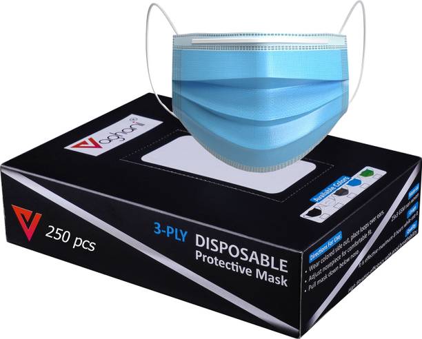 Vaghani 3 Ply Surgical Mask (250 Piece) ( With Pin ) Non-Reusable Surgical Mask With Melt Blown Fabric Layer