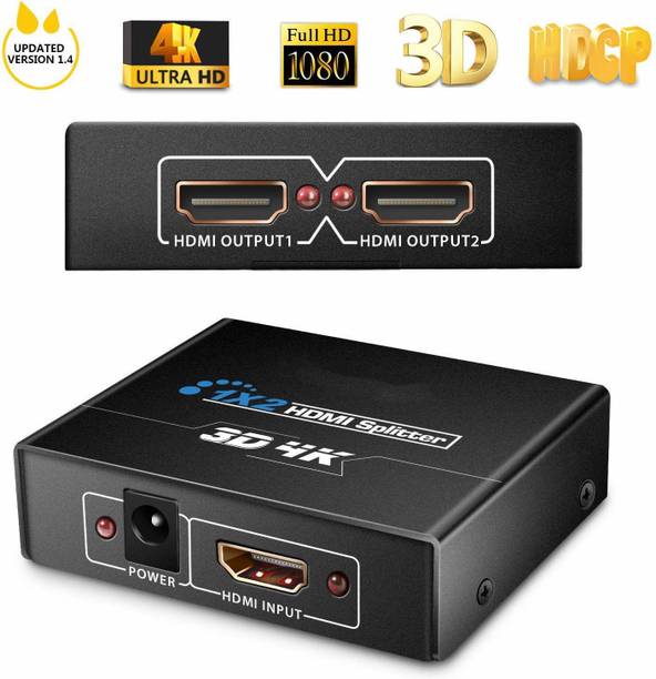 microware 1x2 HDMI Splitter, Display at 2 screens at same time, Supports 1080P resolution Media Streaming Device