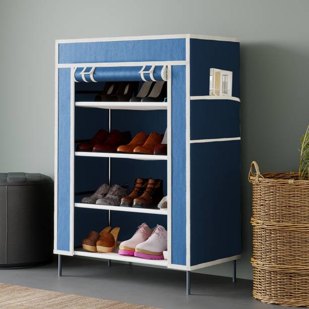 HUENISH Shoe Cabinet Rack Light Weight Foldable Shelves Storage Organizer for Home Metal Collapsible Shoe Stand