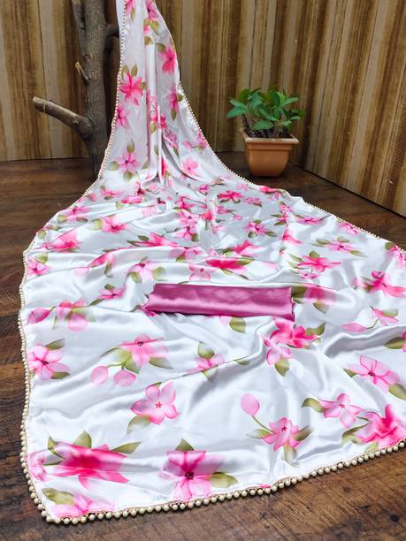 Printed, Digital Print Bollywood Satin Saree