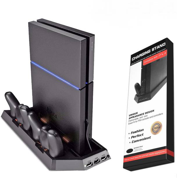 microware 3 USB Power HUB Vertical Dual Controller Charging Dock With Cooling Fan for Ps4  Gaming Accessory Kit