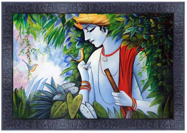 pnf Radha Krishna Wood Photo Frames with Acrylic Sheet (Glass)4817 Digital Reprint 10 inch x 14 inch Painting