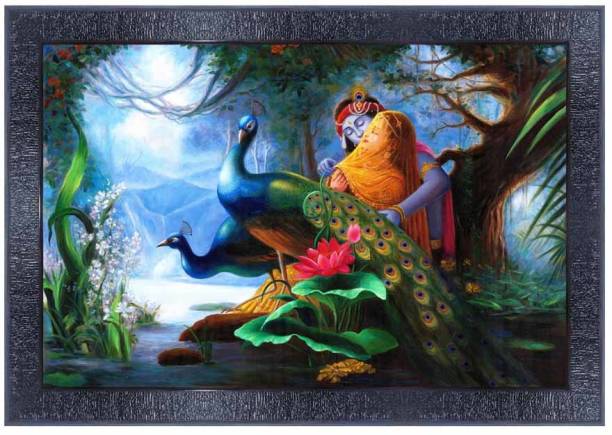 pnf Radha Krishna Wood Photo Frames with Acrylic Sheet (Glass)4495 Digital Reprint 10.5 inch x 13.5 inch Painting