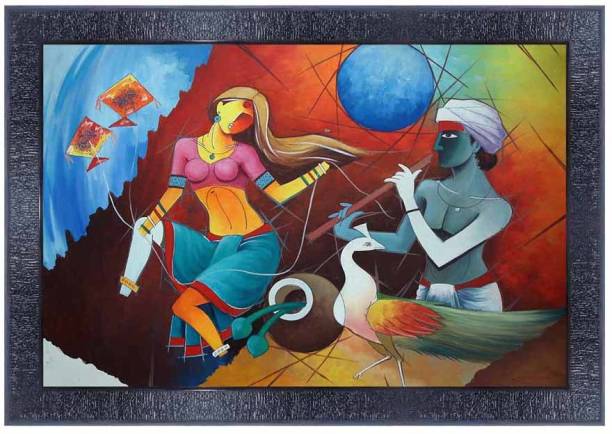 pnf Radha Krishna Wood Photo Frames with Acrylic Sheet (Glass)2906 Digital Reprint 10.5 inch x 13.5 inch Painting