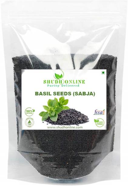 Shudh Online Sabja Seeds, Basil - Weight Loss Organic, Falooda, Tumkaria, Tulsi beej, Sabza Seed