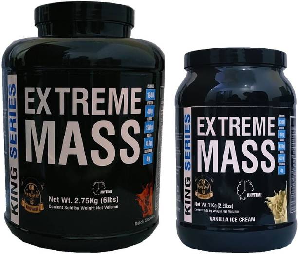 Gk King Series New Year Offer Extreme Mass Gainer & Protein(Buy 1 Get 1 2.7+1Kg ChocoVanilla) Weight Gainers/Mass Gainers
