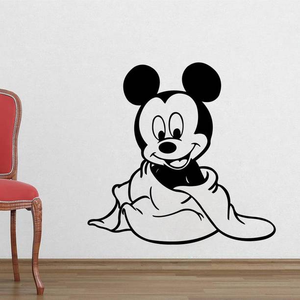 JNM ENTERPRISES 30 cm Micky Mouse ' Wall Sticker (PVC Vinyl, 30 cm x 32 cm, Black) Self Adhesive Sticker
