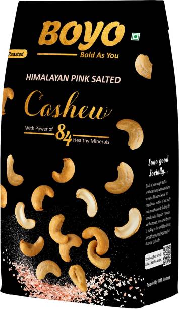BOYO Roasted Cashew Nuts 200 gms Himalayan Pink Salted & Crunchy Kaju - Low Sodium, Oil Free, Roasted By Dry Roasting Technique Cashews