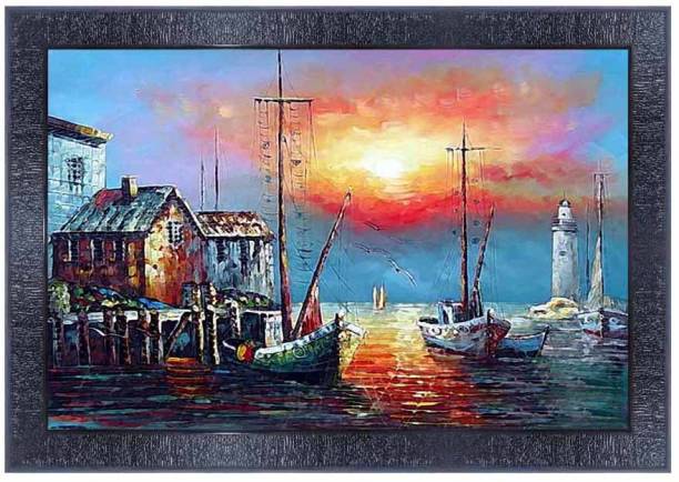 pnf Landscape hand painting scenery art Wood Frames with Acrylic Sheet (Glass)3540 Digital Reprint 14 inch x 10 inch Painting