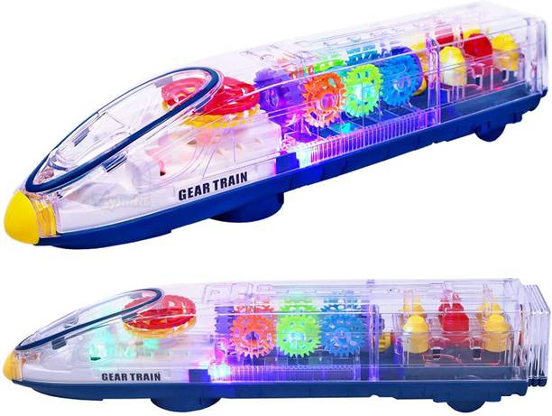 mega star Transparent Bump and Go Train with 3D Lightning, Moving Gears and Music