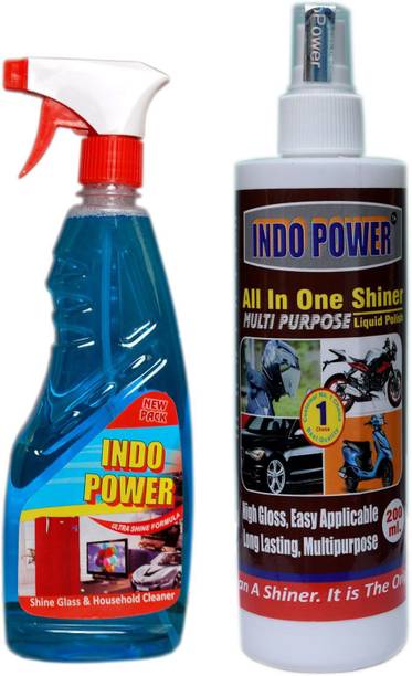 INDOPOWER HOUSE HOLD GLASS CLEANER 500ml+ALL IN-ONE MULTI-PURPOSE SHINER 200ml.