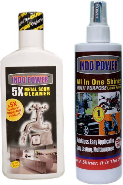 INDOPOWER METAL SCUM CLEANER 200ml.+ALL IN-ONE MULTI-PURPOSE SHINER200ml.
