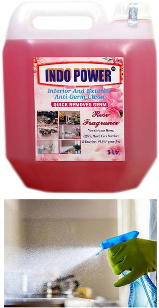 INDOPOWER Disinfectant Sanitizer Spray ANTI GERM CLEAN (QUICK REMOVES GERM) ROSE 5ltr.