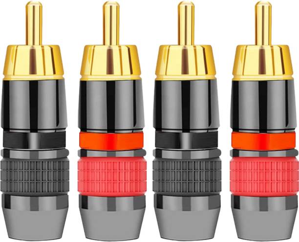 Tech-X RCA Audio Video Cable 0.01 m RCA Plugs Speaker Plugs, 4Pack Gold Plated RCA Male Solderless Coax