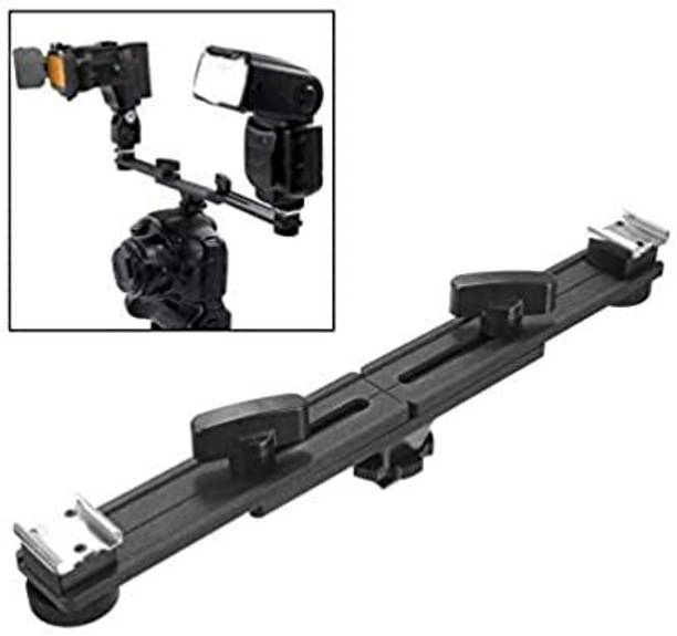 MILLETS 13 inch Twin Speed Light Flash Hot Shoe Mounting Foldable Multi Angle Bracket Flash Shoe Adapter