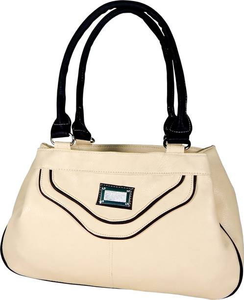 Women Black, Beige Hand-held Bag - Extra Spacious