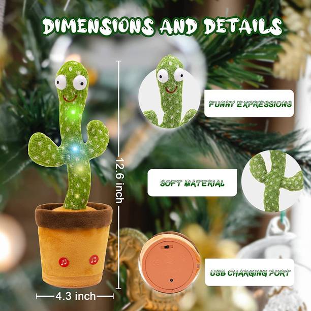 Toyvala Dancing Cactus Plush Toys Sing,Dance and Record Electronic Toy-1221