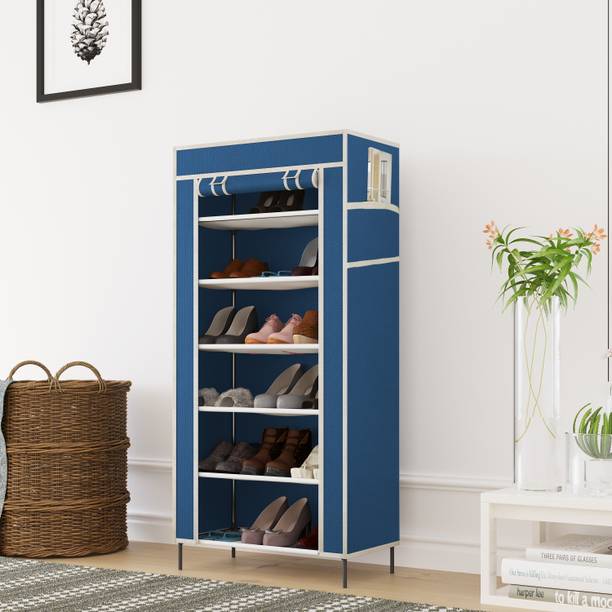 HUENISH Shoe Cabinet Rack Light Weight Foldable Shelves Storage Organizer for Home Metal Collapsible Shoe Stand