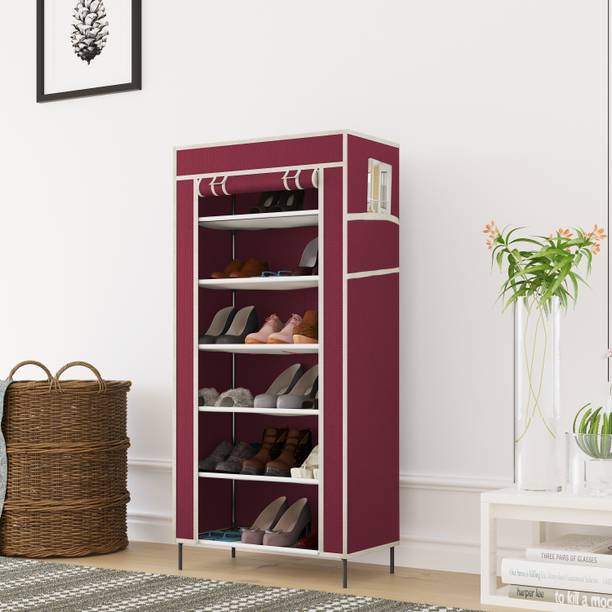 HUENISH Shoe Cabinet Rack Light Weight Foldable Shelves Storage Organizer for Home Metal Collapsible Shoe Stand