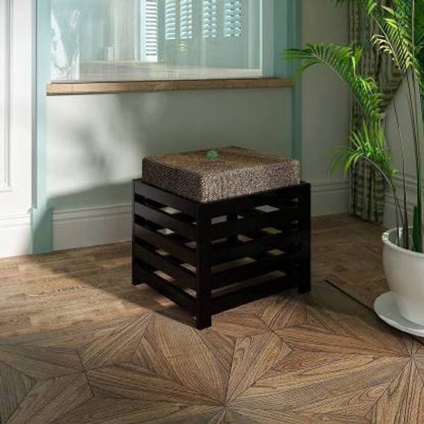 ANB Enterprises Wooden stool with cushion for sitting stool Antique wood square shape stool Living & Bedroom Stool