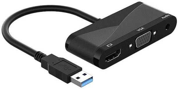 microware  TV-out Cable USB 3.0 to HDMI-compatible+VGA+Audio Adapter Converter 1080P 60HZ 3 in 1 USB Hub
