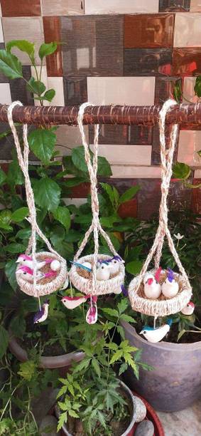 DogTrust Home Garden Decoration Jhumar Chidiyan Ka Ghosla (Pack of 3) Multicolour Bird House