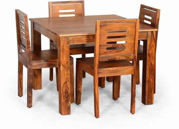 Floresta Wud Premium Quality Sheesham Solid Wood Dining Table Set Solid Wood 4 Seater Dining Set