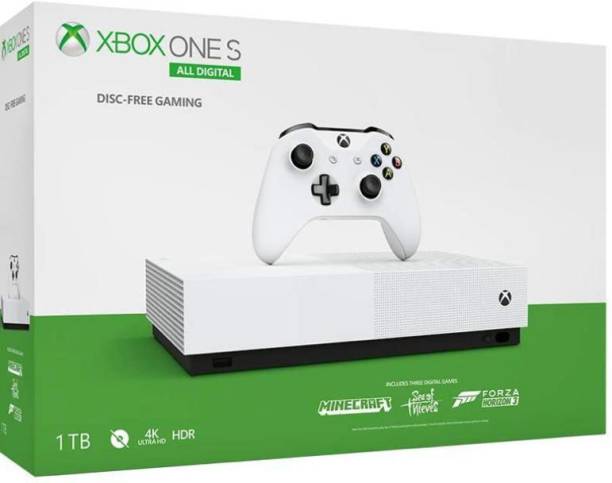 Xbox One S 1TB All-Digital Edition Console (Disc Free gaming) 1000 GB with Forza Horizon 3, Sea Of Thieves, Minecraft