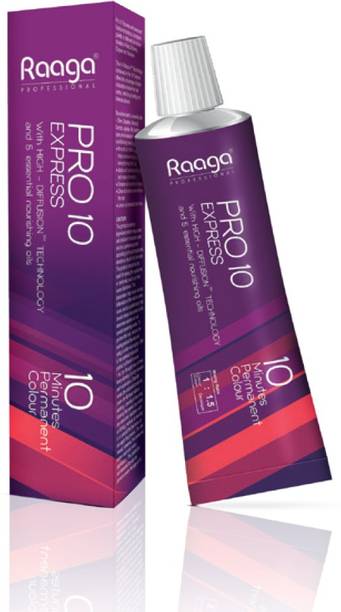 RAAGA PROFESSIONAL Pro 10 Express Permanent Hair Color | Black 1 | 90 gm (Pack of 1) , Black