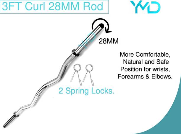 YMD Home Gym Exercise Fitness 3 Ft Curl Rod / Barbell / Curl Bar (30 mm Outer Diameter Weight Lifting Bar