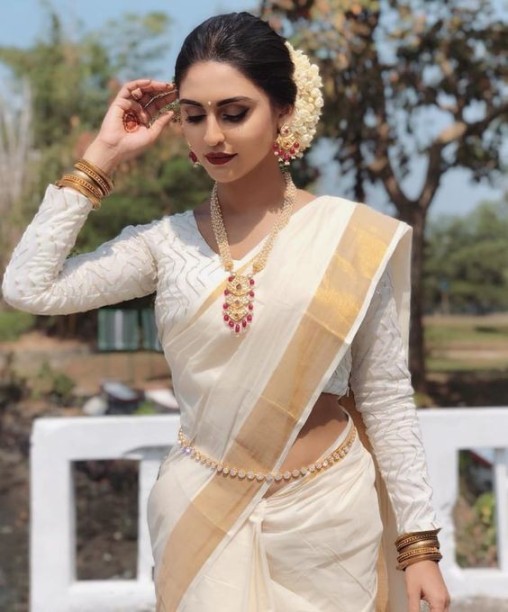 white saree new design